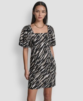 Women's Puff-Sleeve Square Neck Printed Dress