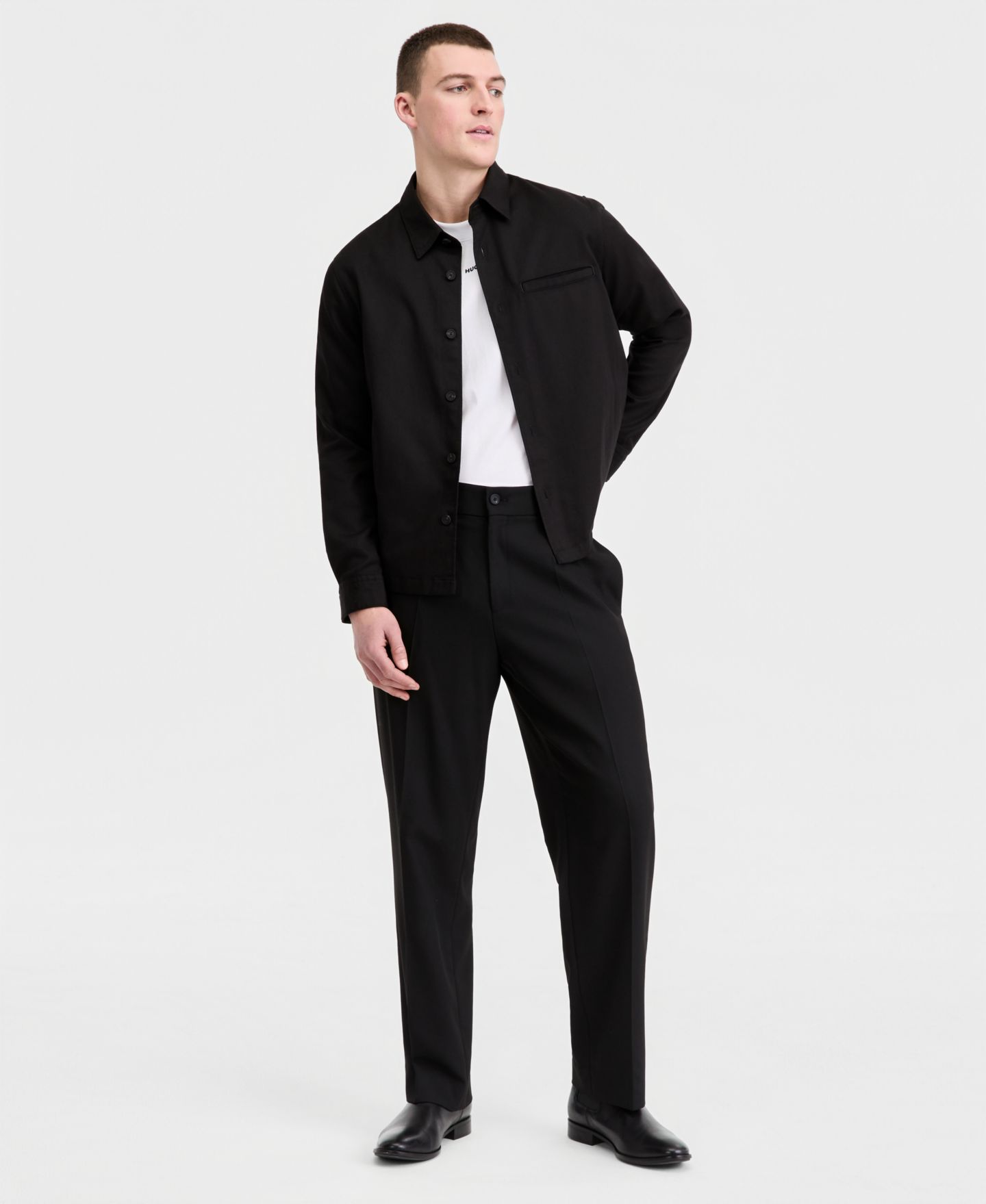 Мужская рубашка Hugo Boss HUGO by Enock Overshirt, цвет: Чёрный — фото 2