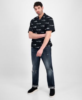 HUGO by Men's Eligino Shark Print Short-Sleeve Shirt