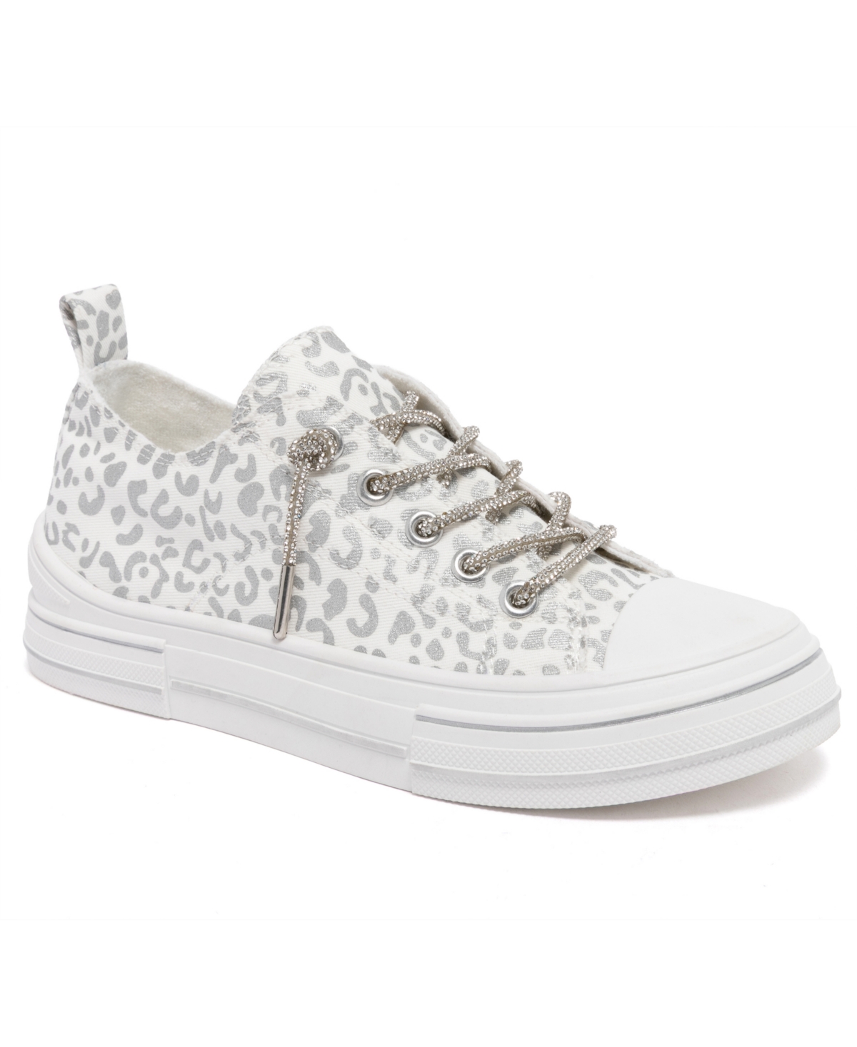 Sugar Women's Awesome Round Toe Casual Sneakers - White/silver Leopard