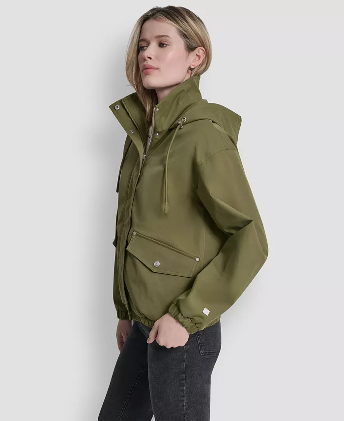 Women's Stand Collar Bomber Raincoat - thumbnail 8