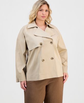 Anne Klein Essentials Plus Size Double-Breasted Blazer & Pull-On Wide-Leg Pants 