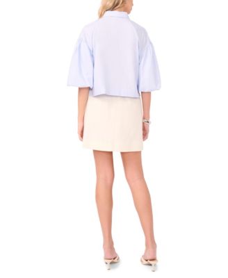 Women's Bubble Short-Sleeve Button-Up Shirt