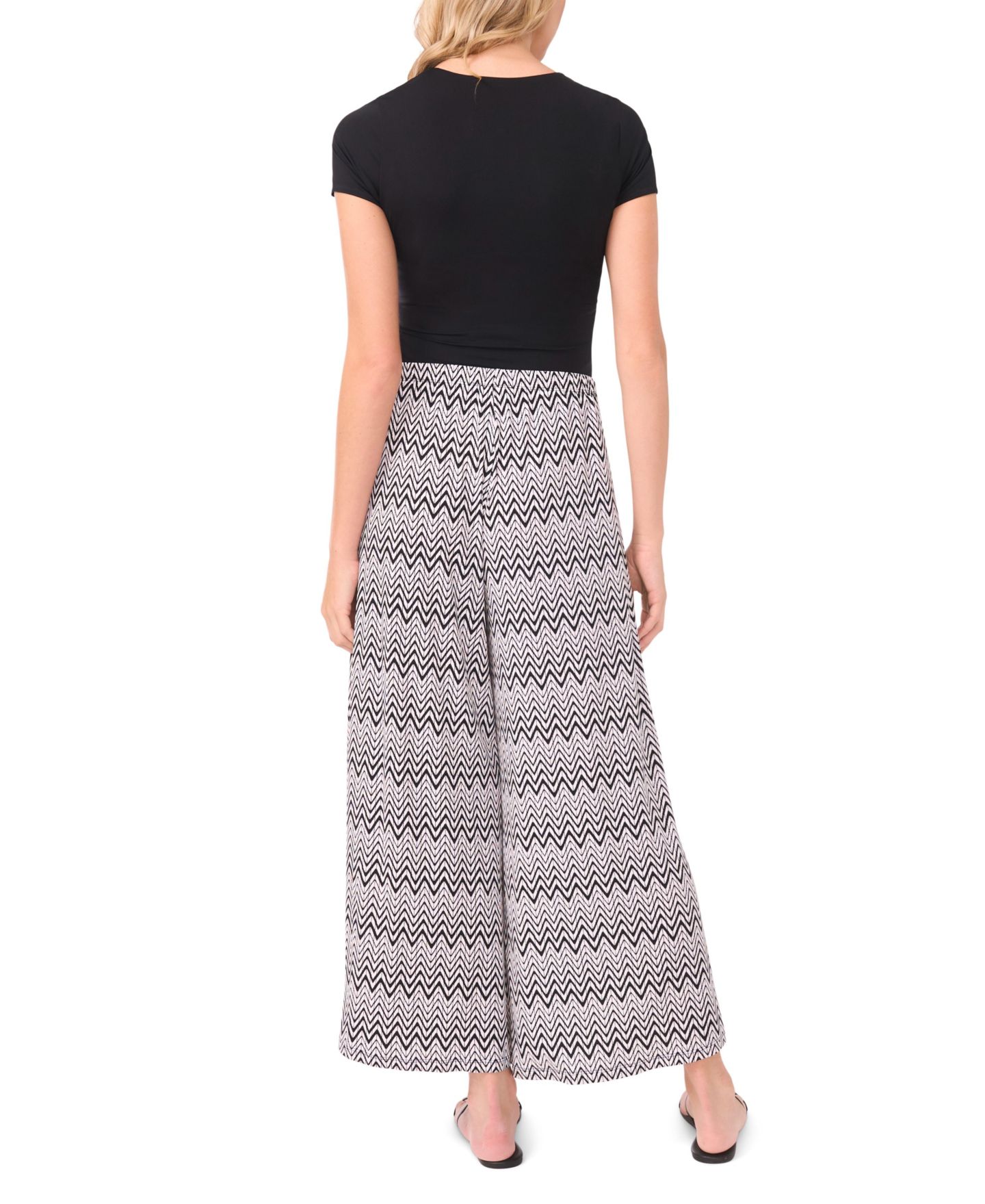 Женские брюки Vince Camuto Printed Pull-On Wide-Leg, цвет: Насыщенный чёрный — фото 4