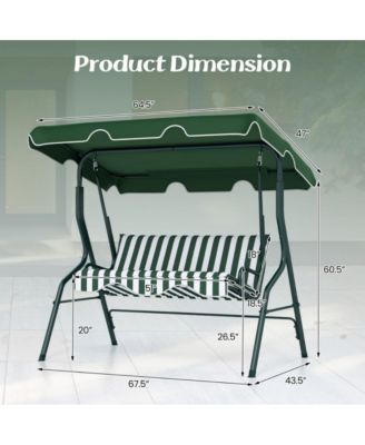LUCKY ONE 3 Seat Outdoor Patio Canopy Porch Swing with Cushioned Steel Frame