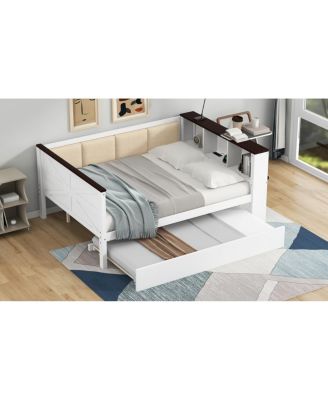 Wood Daybed with Storage, USB, and Trundle