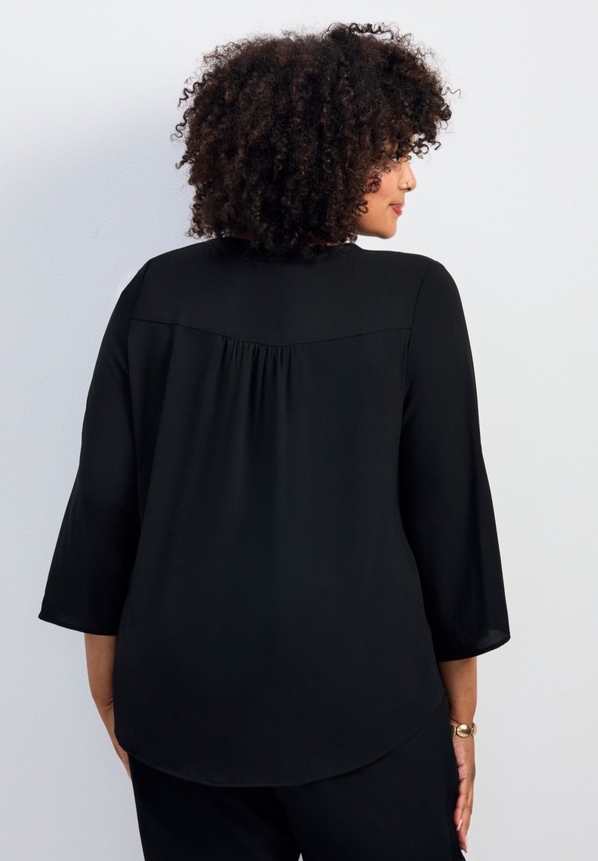 Avenue Women's Plus Hailey Zip Front Pintuck Blouse