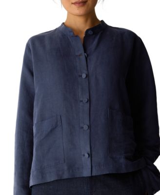Women's Mandarin Collar Shirt Jacket