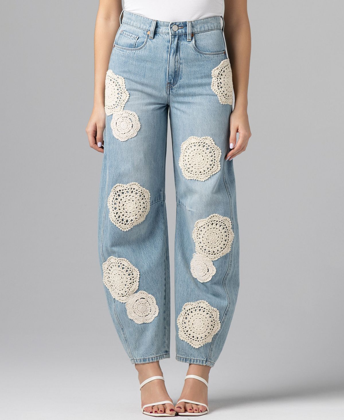 BLANK NYC Women's Crochet Barrel Leg Jeans view 1 — MAYCSS fashion products