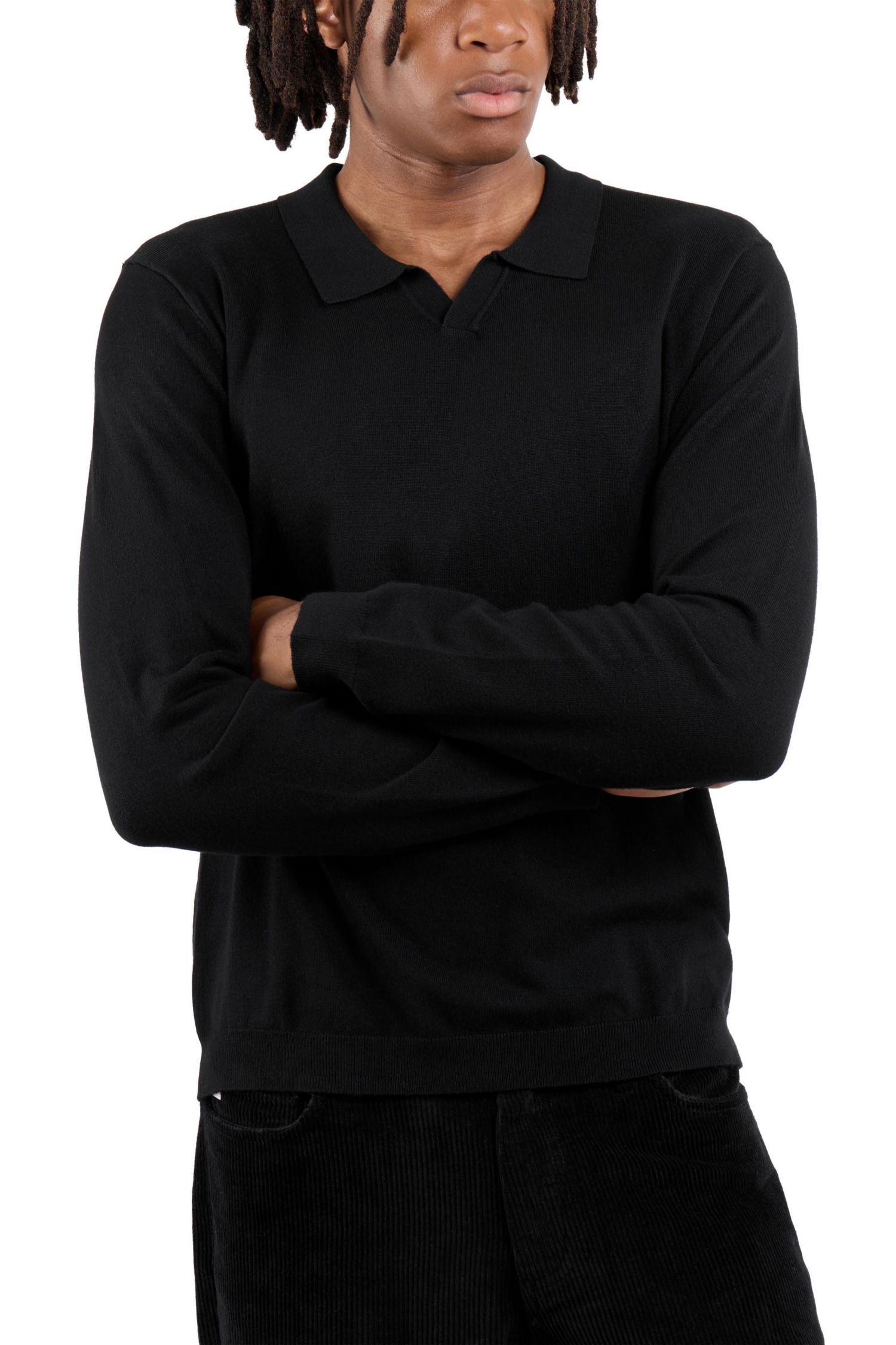 X RAY Men's Long Sleeve Sweater Johnny Collar Polo