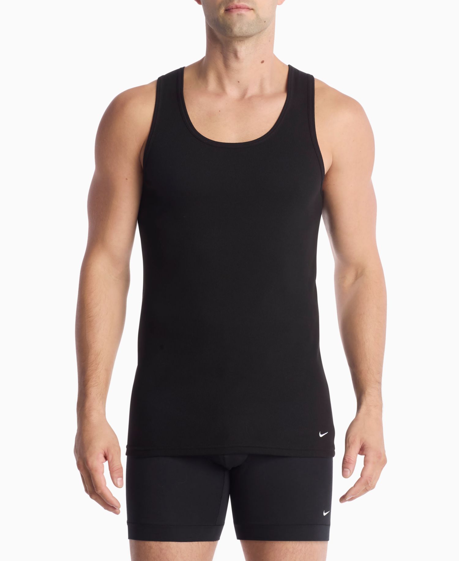 Men's Essential Stretch Ribbed Tank Undershirts, 2-Pack