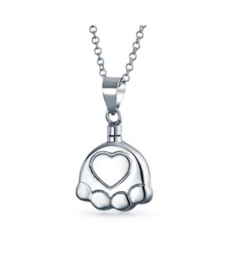 Dog Cat Puppy Paw Print Jewelry Holder For Ashes Pendant Locket Sterling Silver