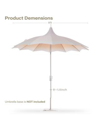 9 ft. Metal Outdoor Pagoda Market Patio Umbrella with Lights