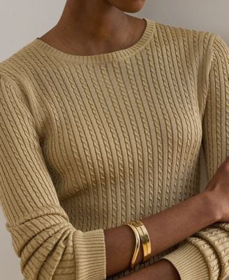 Petite Mini-Cable Knit Crewneck Sweater