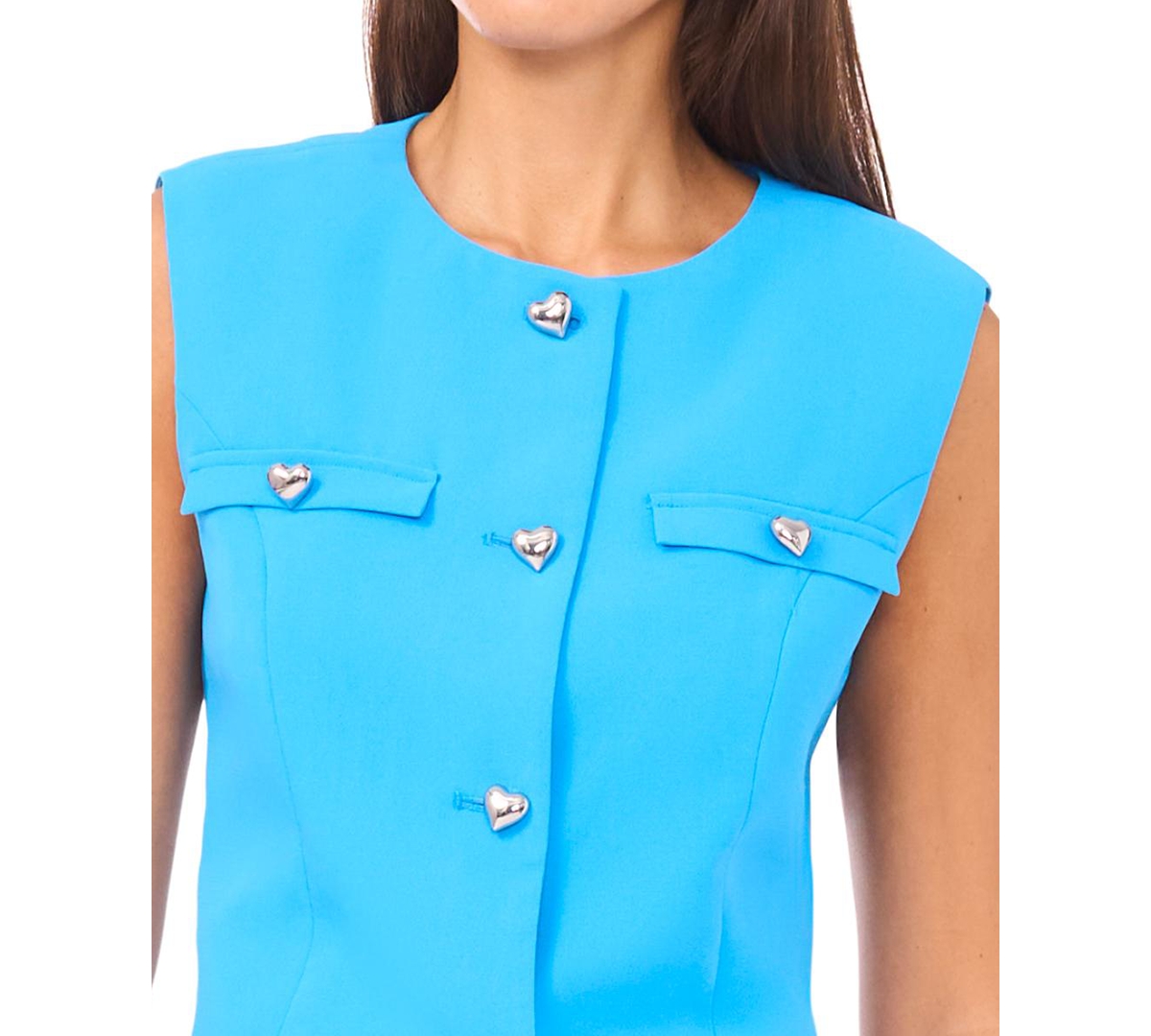 CeCe Women's Shoulder Pad Cropped Boxy Vest Top