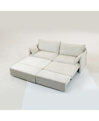 3-in-1 Corduroy Sofa Bed with Storage & Charging