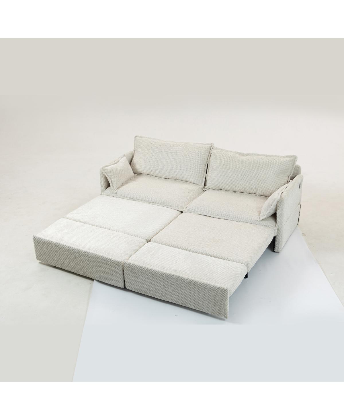 Streamdale Furniture 3-in-1 Corduroy Sofa Bed with Storage & Charging