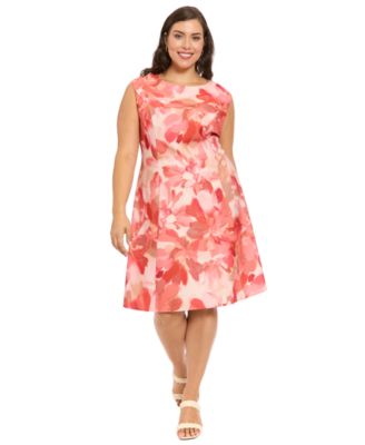 Plus Size Printed V-Neck Sleeveless Dress