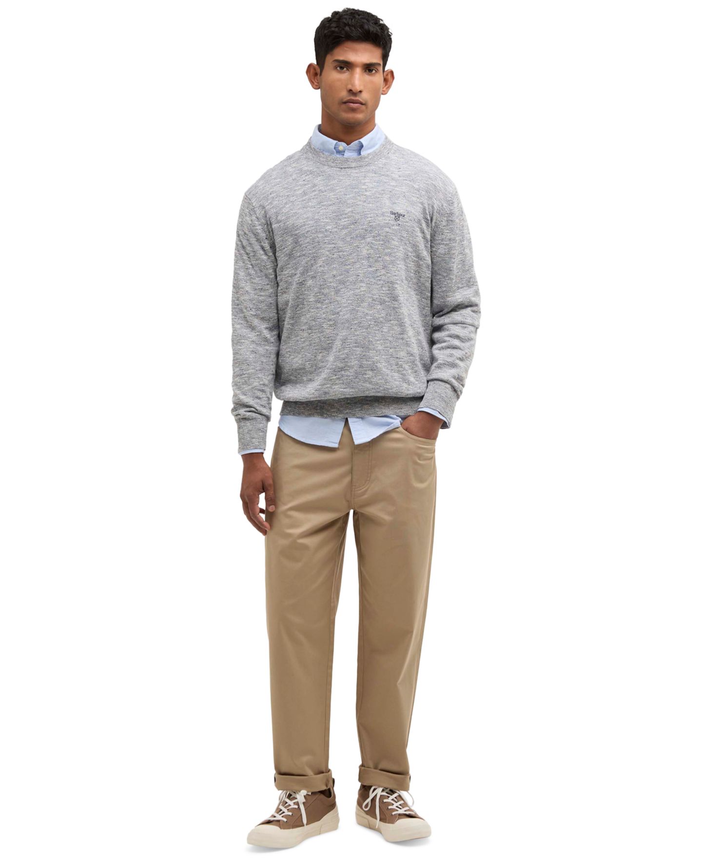 Мужской свитер Barbour Flaxby Linen Blend Crewneck, цвет: Серый — фото 2