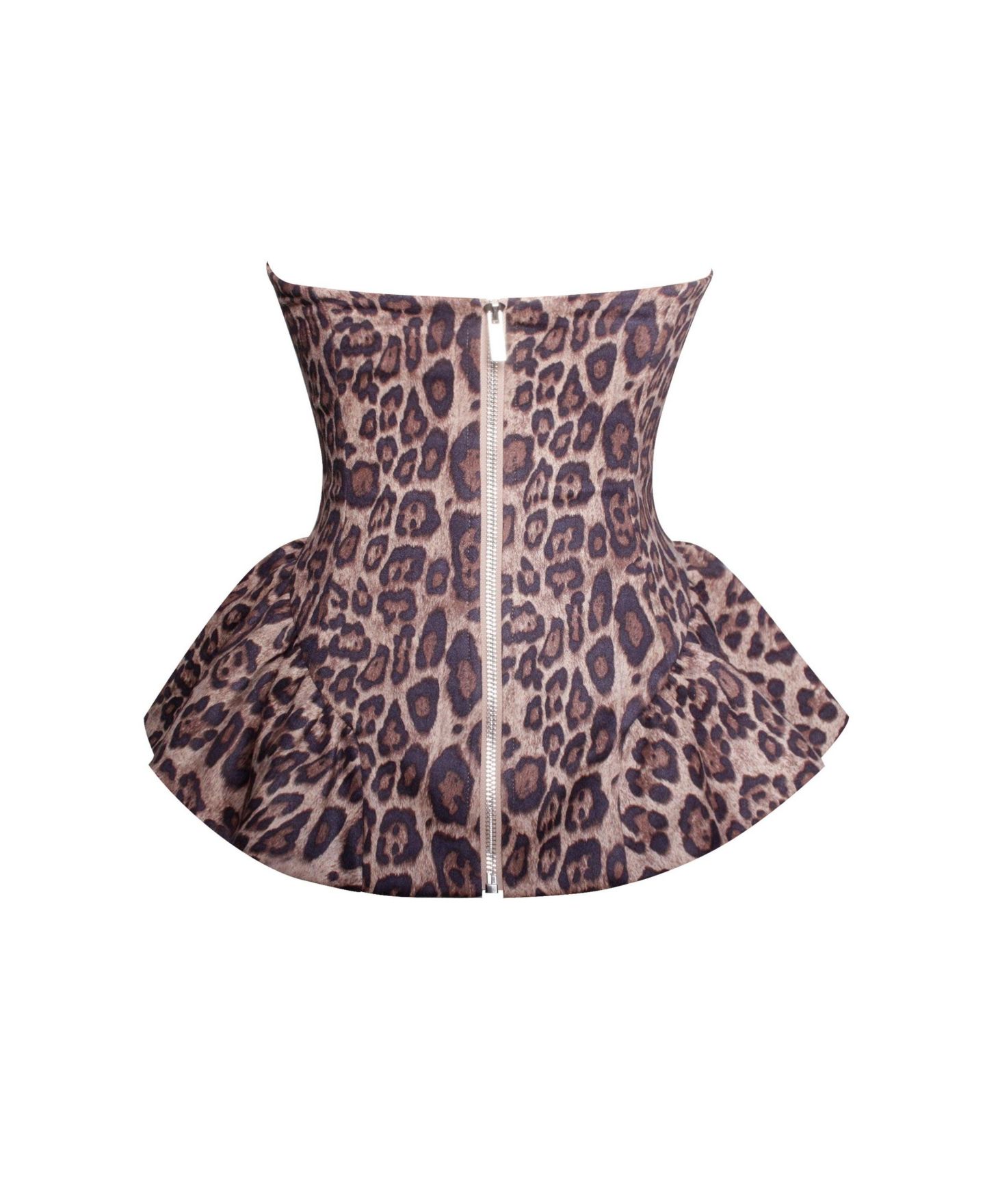 Женский топ Miss Circle Qiara Cheetah Print Peplum with Lace Trim, цвет: Коричневый — фото 3