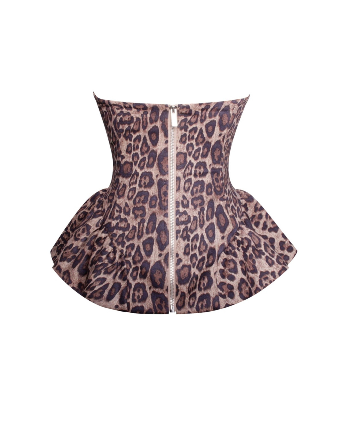 Miss Circle Women's Qiara Cheetah Print Peplum Top with Lace Trim