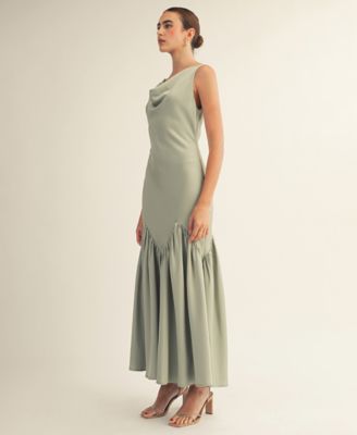 Women's Cowl Neck Mermaid Midi Dress