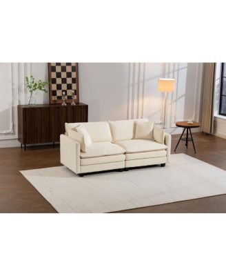 Modern 78.74" Sectional Sofa with Waist Pillows and Chaise Lounge