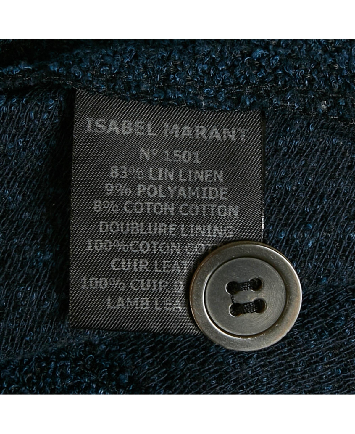 Pre-Owned Isabel Marant Women's Blue Leather Trim Tweed Jacket