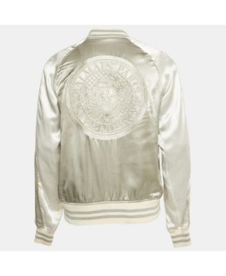 Women's Grey Satin Bomber Jacket
