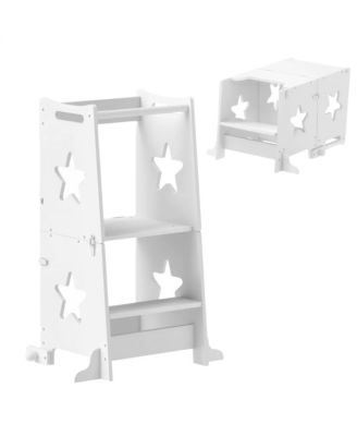 Kids Kitchen Helper Stool with Convertible Table and Chair for Ages Three to Six