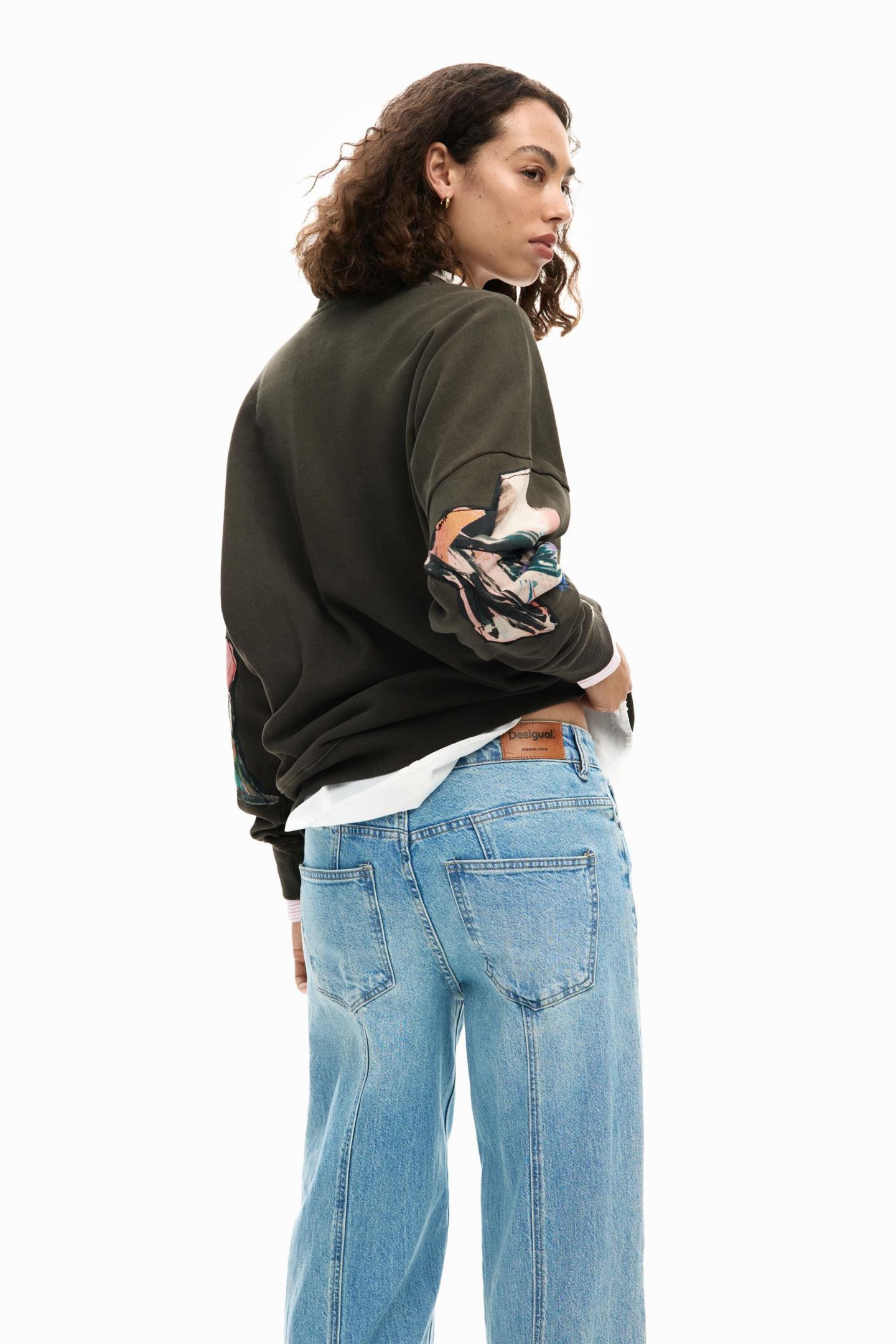 Женская толстовка Desigual Sweatshirt collage drawing, цвет: Тёмный серый — фото 6