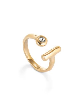 Metal Alloy Ring Plated in 18K Gold with White Topaz