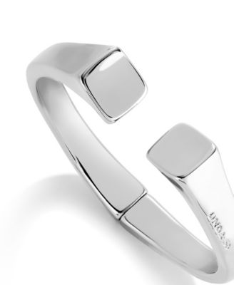 Metal Alloy Bracelet Plated in Sterling Silver with Smooth Square Ends