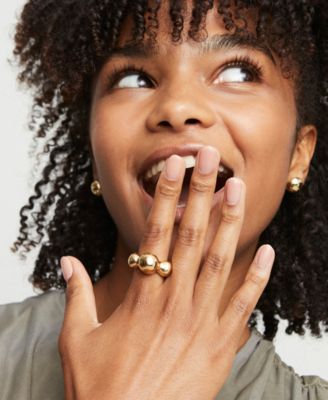 18K Gold-Plated Ring with Three Central Balls