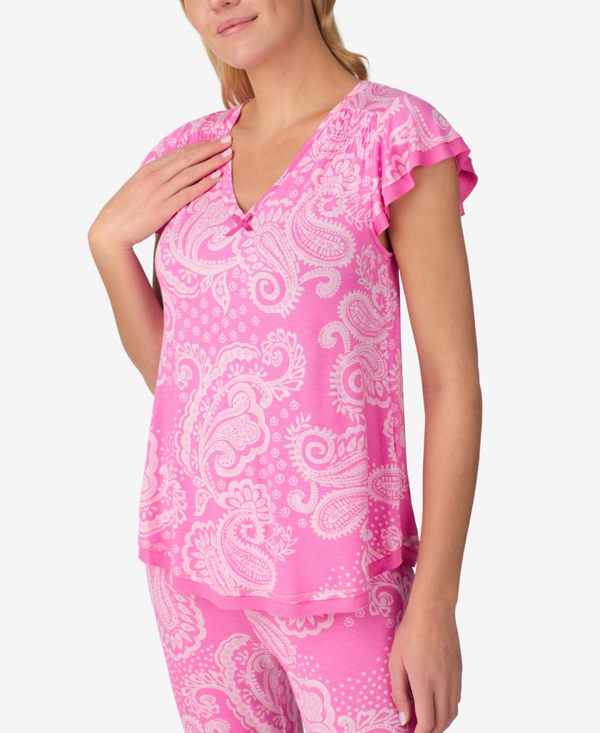 Ellen Tracy Women's Short-Sleeve Jersey Top & Cropped Pants, 2-Piece