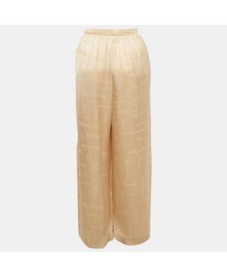 Women's Beige Logo Jacquard Satin Trousers