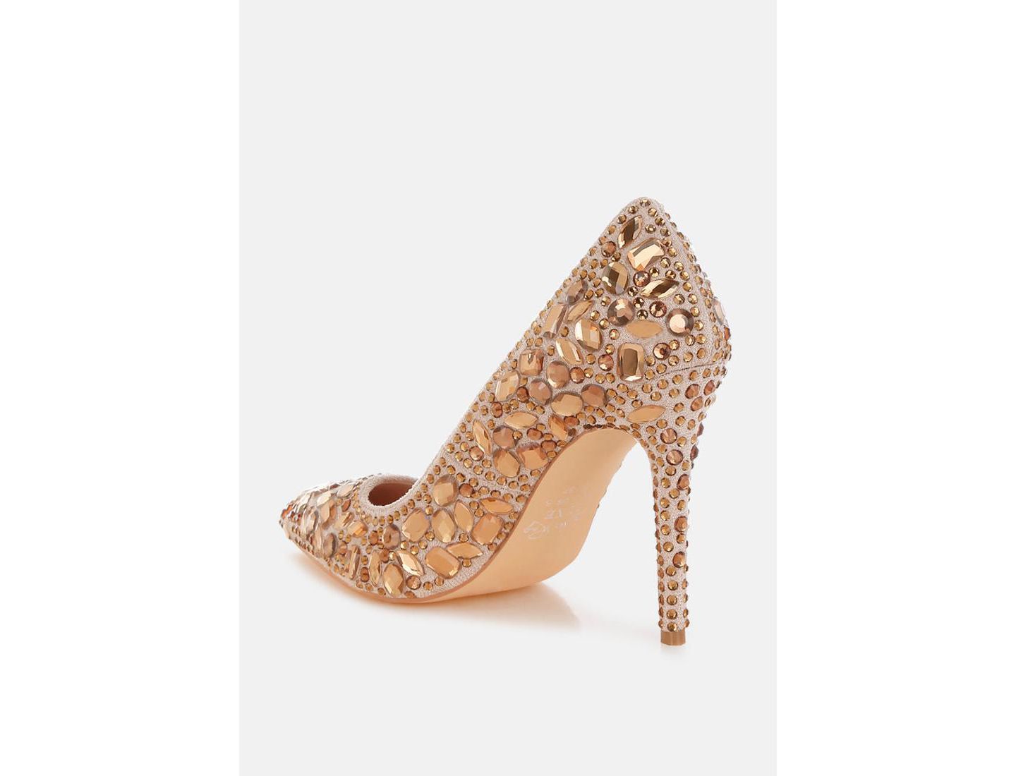 Женские туфли London Rag Iceout Diamante and Rhinestone Embellishments Pumps, цвет: Золотой искусственная кожа — фото 3