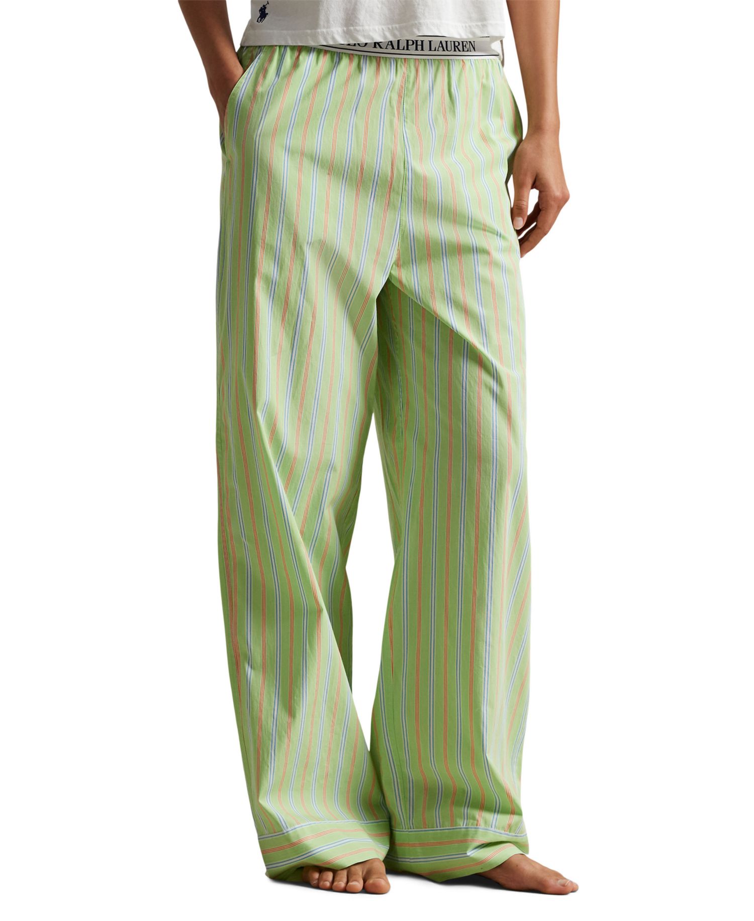 Women's Logo Elastic Mid Rise Striped Sleep Pants