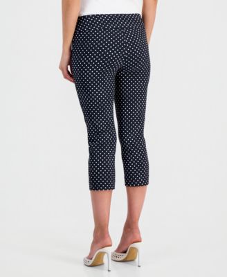 Petite Printed Mid-Rise Pull-On Bengaline Capri Pants