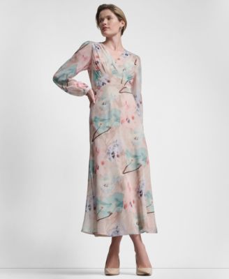 Women's V-Neck Fit and Flare Long Dress