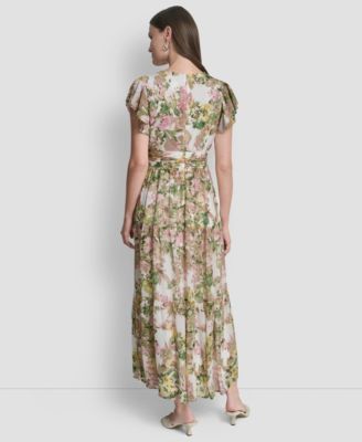 Women's V-Neck Tiered Long Dress