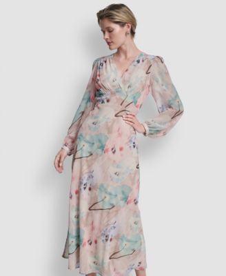 Women's V-Neck Fit and Flare Long Dress