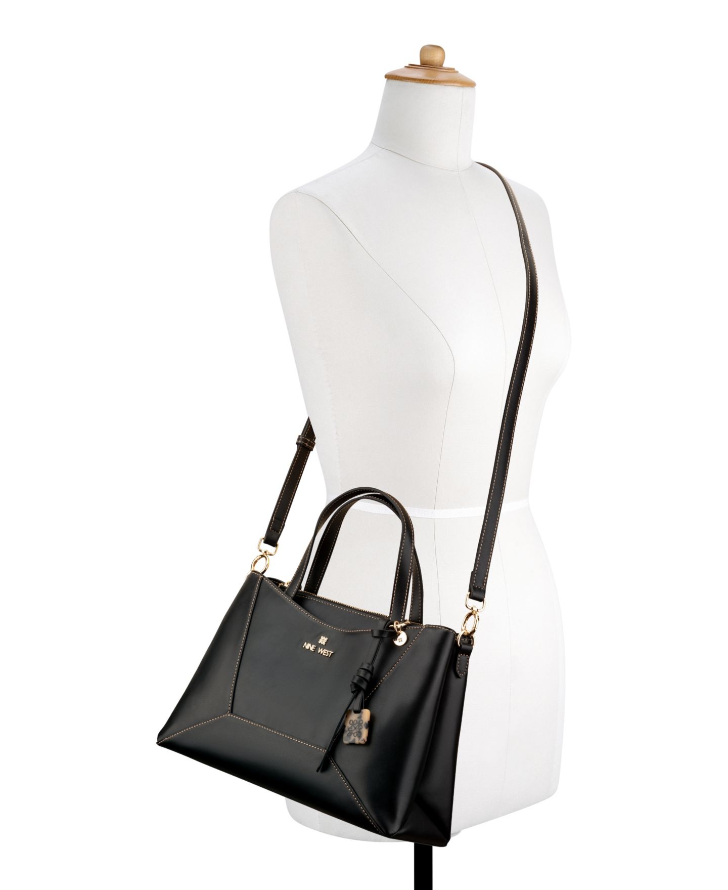 Женская сумка Nine West Zoey Medium Satchel, цвет: Чёрный — фото 2