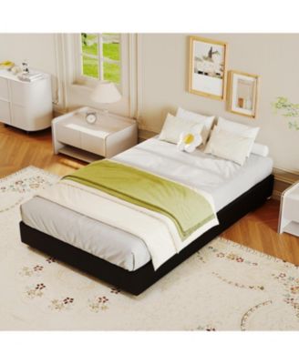 Full Cloud Bed Frame – Corduroy Upholstered Low Platform, Solid Wood Legs, No Headboard, No Box Spring Needed
