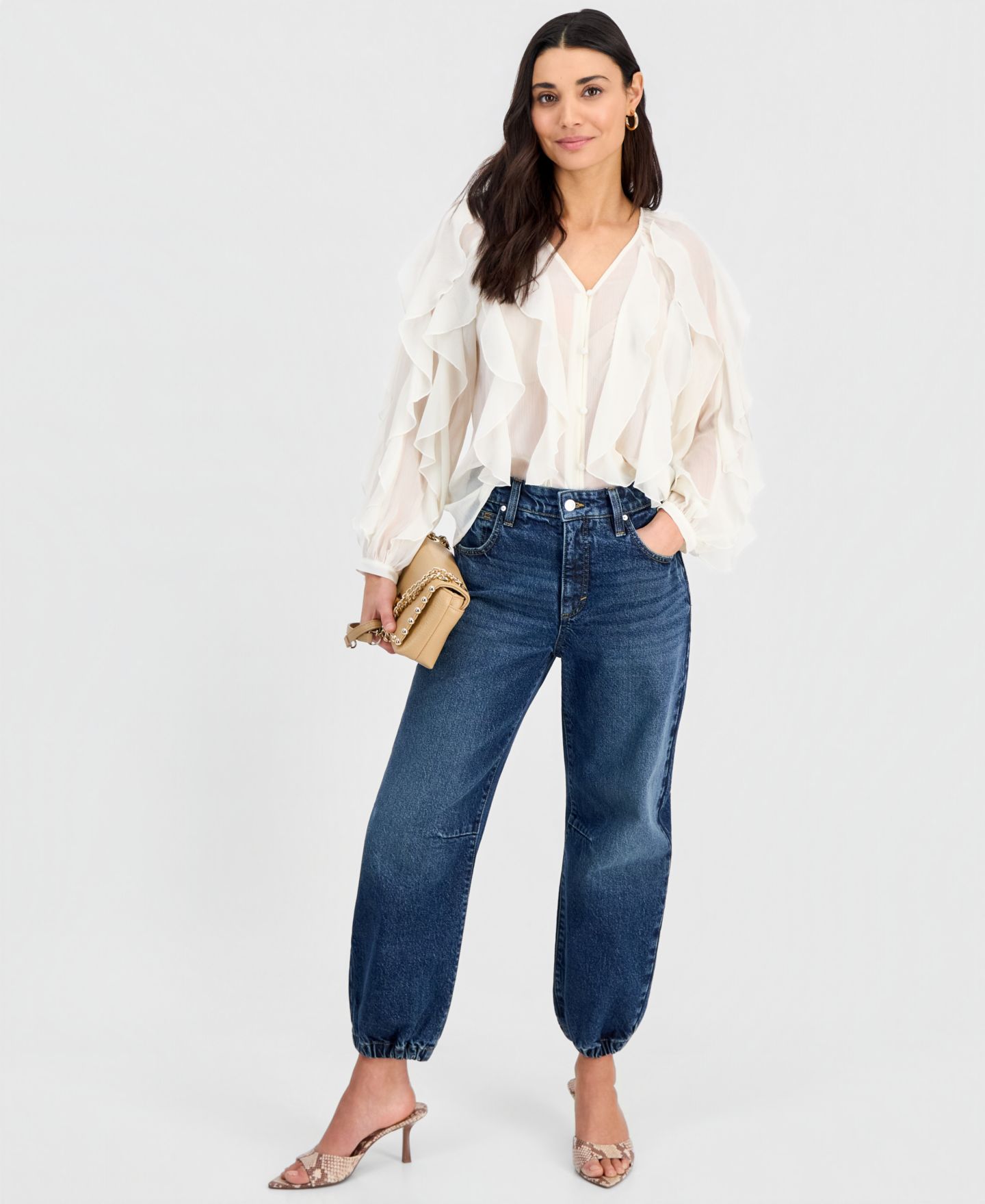Женская блузка I.N.C. International Concepts Petite V-Neck Ruffled Blouse, цвет: Aria Garden — фото 7