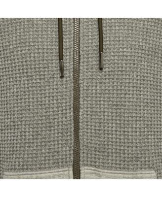 Men's Grey Rib Knit And Nylon Hooded Jacket