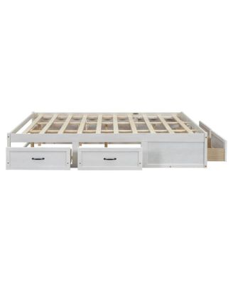 Queen Size Platform Bed with 6 Storage Drawers