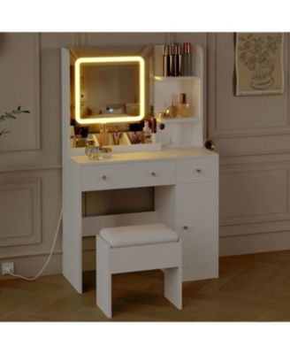 Vanity Desk Mirror - Makeup Desk for Bedrooms, Apartments, Easy to Assemble