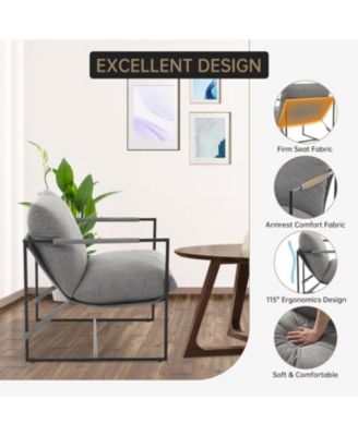 Sling Accent Chair for Living Room,Metal Framed Armchair with Shredded Foam Cushioning