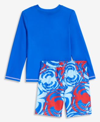 Boys' 4-7 Spidey Long-Sleeve Rash Guard & Mesh-Lined Swim Trunks, 2-Piece Swim Set